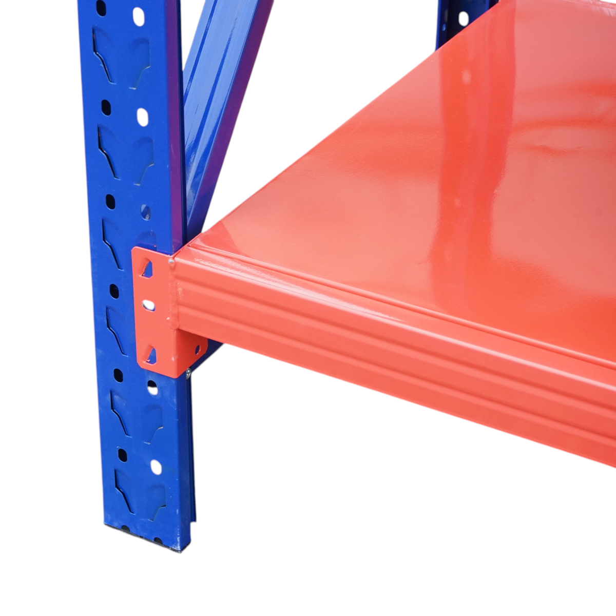 Scaffalatura metallica a 5 ripiani, 200x60x250 cm, 300 kg/ripiano, blu-arancione Breckner Germany - immagine 6