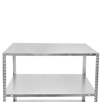 Scaffale in metallo con 4 ripiani, 147x75x30 cm, 45 kg/ripiano, montaggio con viti, zincato - immagine 4