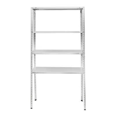 Scaffale in metallo con 4 ripiani, 147x75x30 cm, 45 kg/ripiano, montaggio con viti, zincato