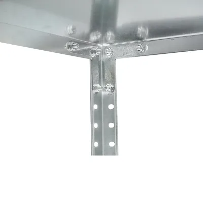 Scaffale in metallo con 4 ripiani, 147x75x30 cm, 45 kg/ripiano, montaggio con viti, zincato - immagine 6