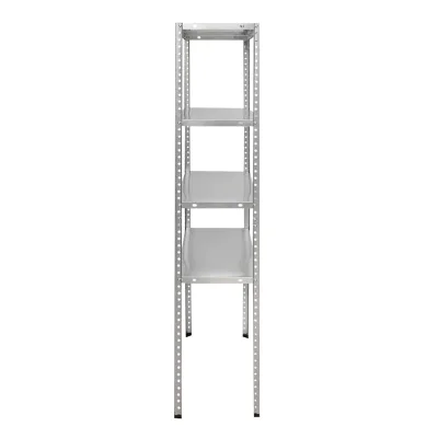 Scaffale in metallo con 4 ripiani, 147x75x30 cm, 45 kg/ripiano, montaggio con viti, zincato - immagine 3