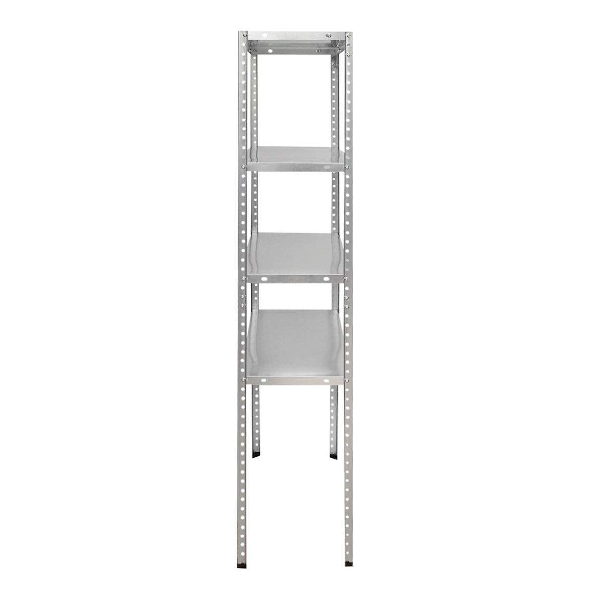 Scaffale in metallo con 4 ripiani, 147x75x30 cm, 45 kg/ripiano, montaggio con viti, zincato - immagine 3