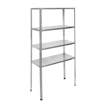 Scaffale in metallo con 4 ripiani, 147x75x30 cm, 45 kg/ripiano, montaggio con viti, zincato - immagine 2