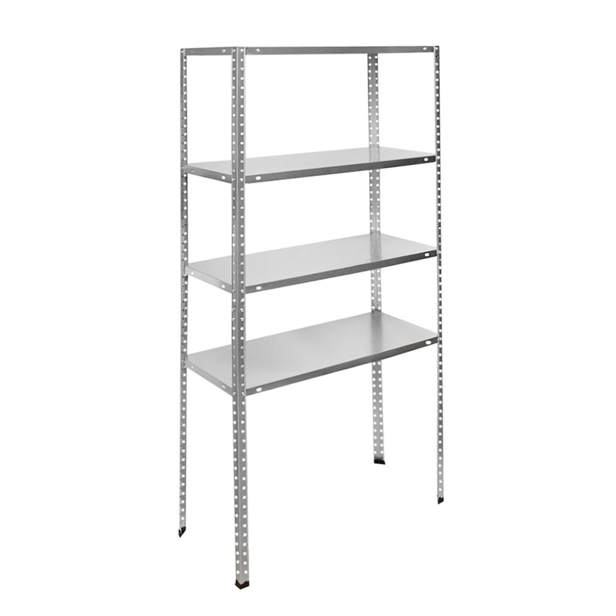 Scaffale in metallo con 4 ripiani, 147x75x30 cm, 45 kg/ripiano, montaggio con viti, zincato - immagine 2