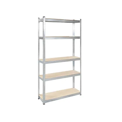 Scaffale in metallo con 5 ripiani in MDF, 180x100x40 cm, 175 Kg/ripiano, montaggio senza viti, zincato - immagine 2
