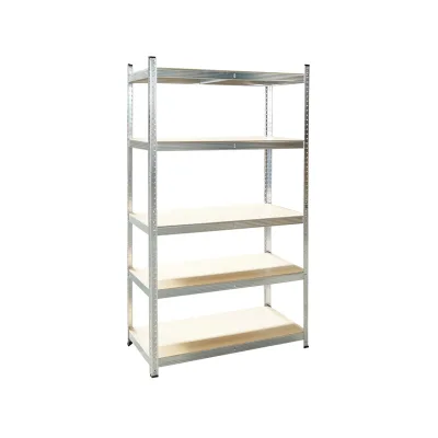 Scaffale in metallo con 5 ripiani in MDF, 180x100x50 cm, 250 kg/ripiano, montaggio senza viti, zincato - immagine 2