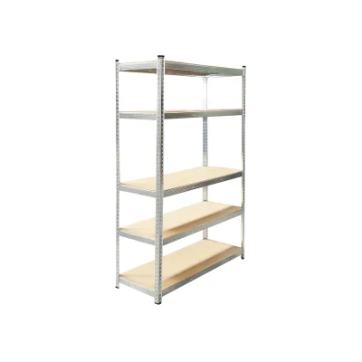 Scaffale in metallo con 5 ripiani in MDF, 180x120x45 cm, 175 kg/ripiano, montaggio senza viti, zincato - immagine 2