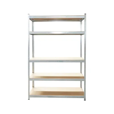 Scaffale in metallo con 5 ripiani in MDF, 180x120x60 cm, 175 kg/ripiano, montaggio senza viti, zincato