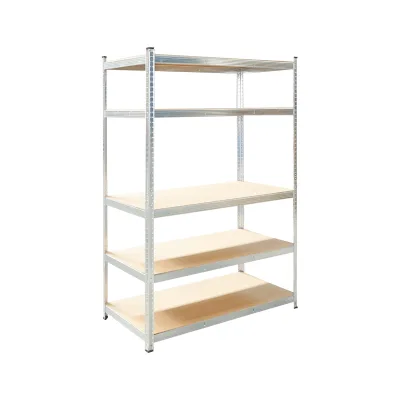 Scaffale in metallo con 5 ripiani in MDF, 180x120x60 cm, 175 kg/ripiano, montaggio senza viti, zincato - immagine 2