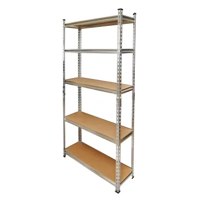 Scaffale in metallo con 5 ripiani in MDF, 180x90x30 cm, 120 kg/ripiano, montaggio senza viti - immagine 2