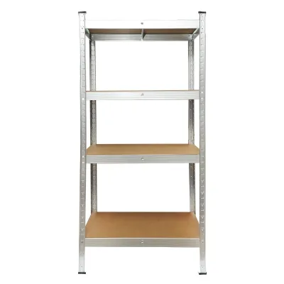 Scaffale Metallico con 4 Ripiani in MDF, 144x70x40 cm, Montaggio Senza Viti
