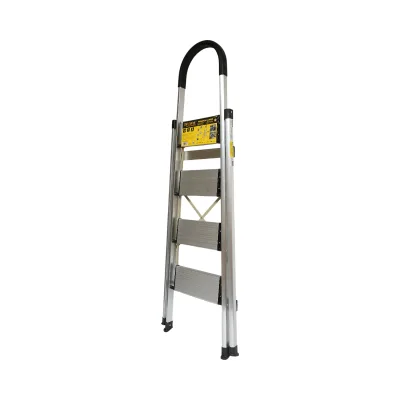 Scala pieghevole in alluminio, 4 gradini antiscivolo, altezza 143cm, capacità massima 150Kg, Crownman - immagine 2
