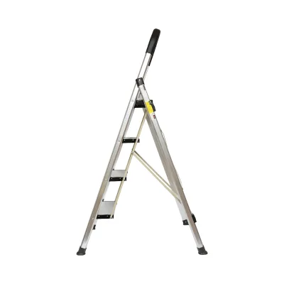 Scala pieghevole in alluminio, 4 gradini antiscivolo, altezza 143cm, capacità massima 150Kg, Crownman - immagine 3