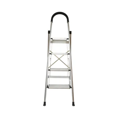 Scala pieghevole in alluminio, 4 gradini antiscivolo, altezza 143cm, capacità massima 150Kg, Crownman - immagine 5