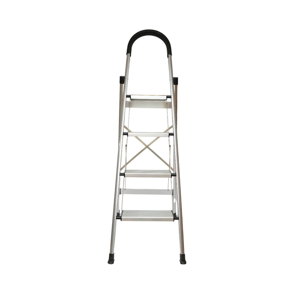 Scala pieghevole in alluminio, 4 gradini antiscivolo, altezza 143cm, capacità massima 150Kg, Crownman - immagine 5