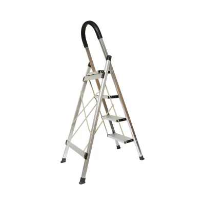 Scala pieghevole in alluminio, 4 gradini antiscivolo, altezza 143cm, capacità massima 150Kg, Crownman - immagine 4