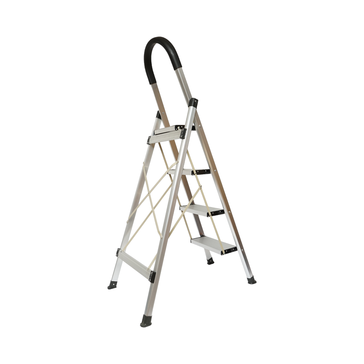 Scala pieghevole in alluminio, 4 gradini antiscivolo, altezza 143cm, capacità massima 150Kg, Crownman - immagine 4