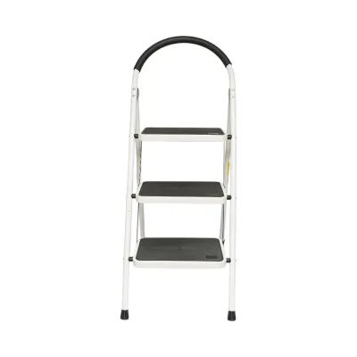 Scala pieghevole in metallo, 3 gradini con rivestimento antiscivolo, altezza 127cm, capacità massima 150Kg, Crownman - immagine 5