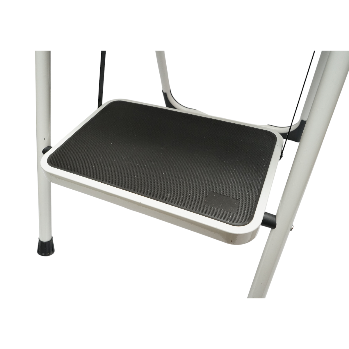 Scala pieghevole in metallo, 3 gradini con rivestimento antiscivolo, altezza 127cm, capacità massima 150Kg, Crownman - immagine 6