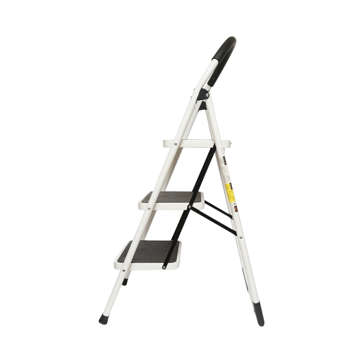 Scala pieghevole in metallo, 3 gradini con rivestimento antiscivolo, altezza 127cm, capacità massima 150Kg, Crownman - immagine 4