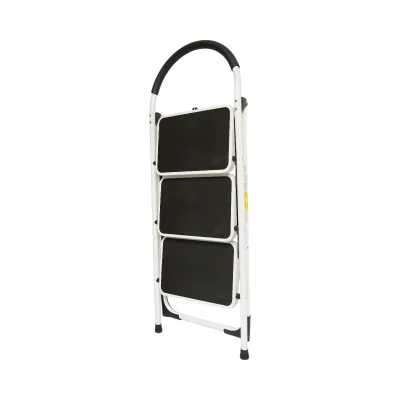 Scala pieghevole in metallo, 3 gradini con rivestimento antiscivolo, altezza 127cm, capacità massima 150Kg, Crownman - immagine 2