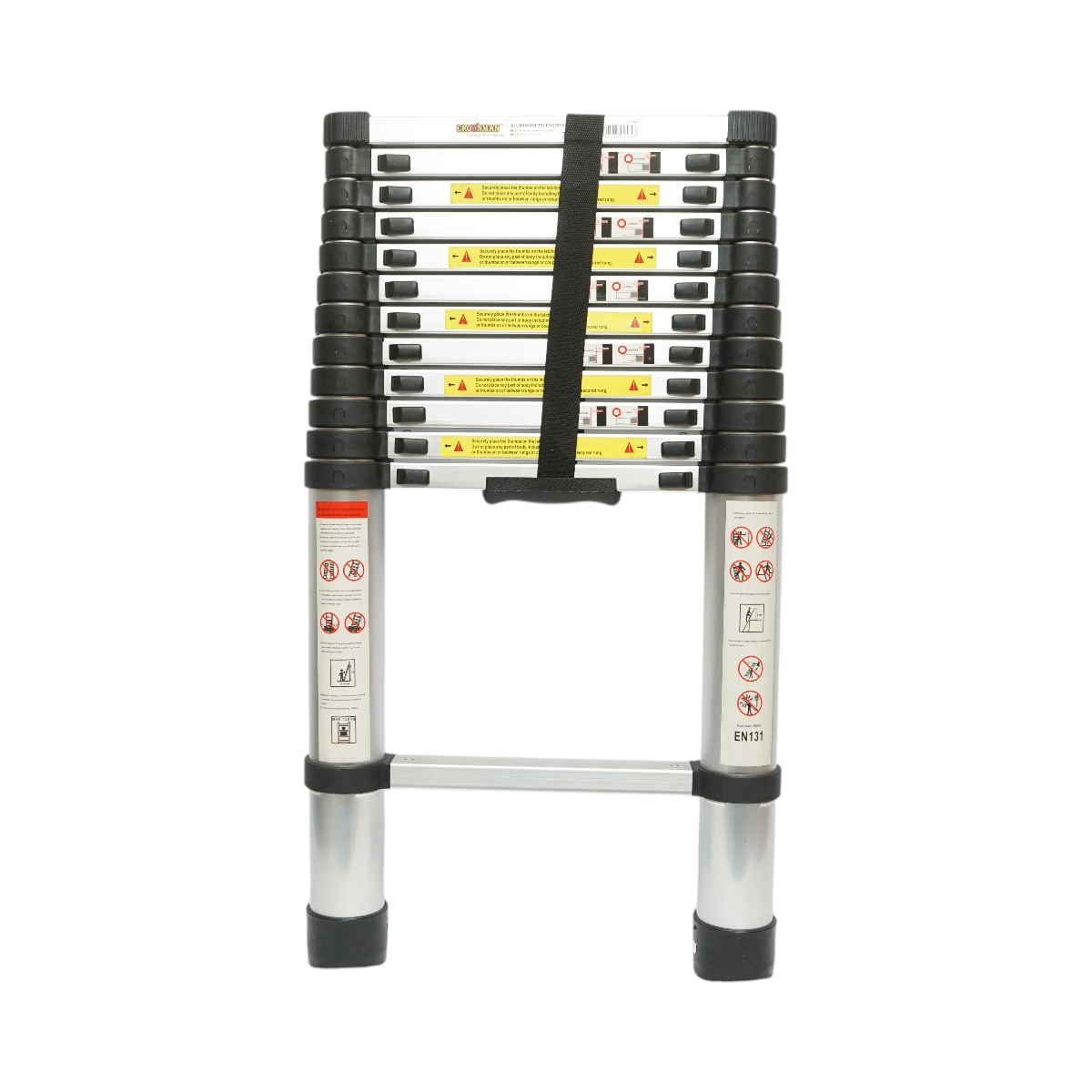 Scala telescopica in alluminio Crownman, 3,8 m, 13 gradini antiscivolo, portata massima 150 kg - immagine 2