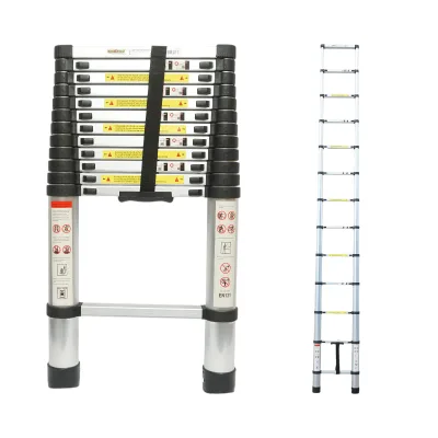 Scala telescopica in alluminio Crownman, 3,8 m, 13 gradini antiscivolo, portata massima 150 kg