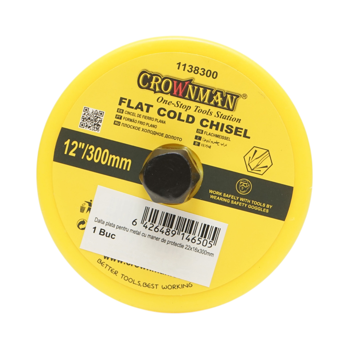 Scalpello piatto per metallo con impugnatura protettiva 22x16x300mm Crownman - immagine 3