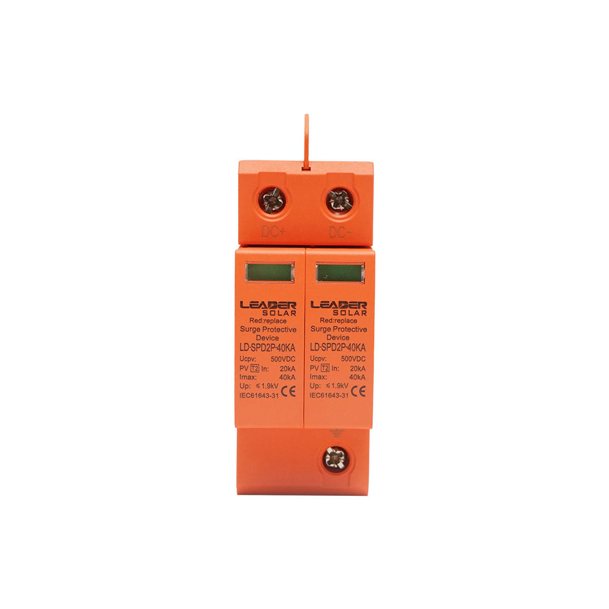 Scaricatore di sovratensione con segnalazione per impianti fotovoltaici LD-SPD-2P-40kA-500VDC Leader