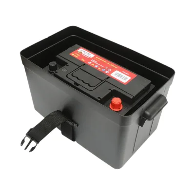 Scatola batteria auto 12 V con voltmetro DC 6–36 V, interruttore circuito 16 A, 2 prese accendisigari, display LCD, 2×USB, 340×195×200 mm. - immagine 4