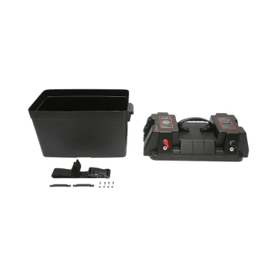 Scatola batteria auto 12 V con voltmetro DC 6–36 V, interruttore circuito 16 A, 2 prese accendisigari, display LCD, 2×USB, 340×195×200 mm. - immagine 3