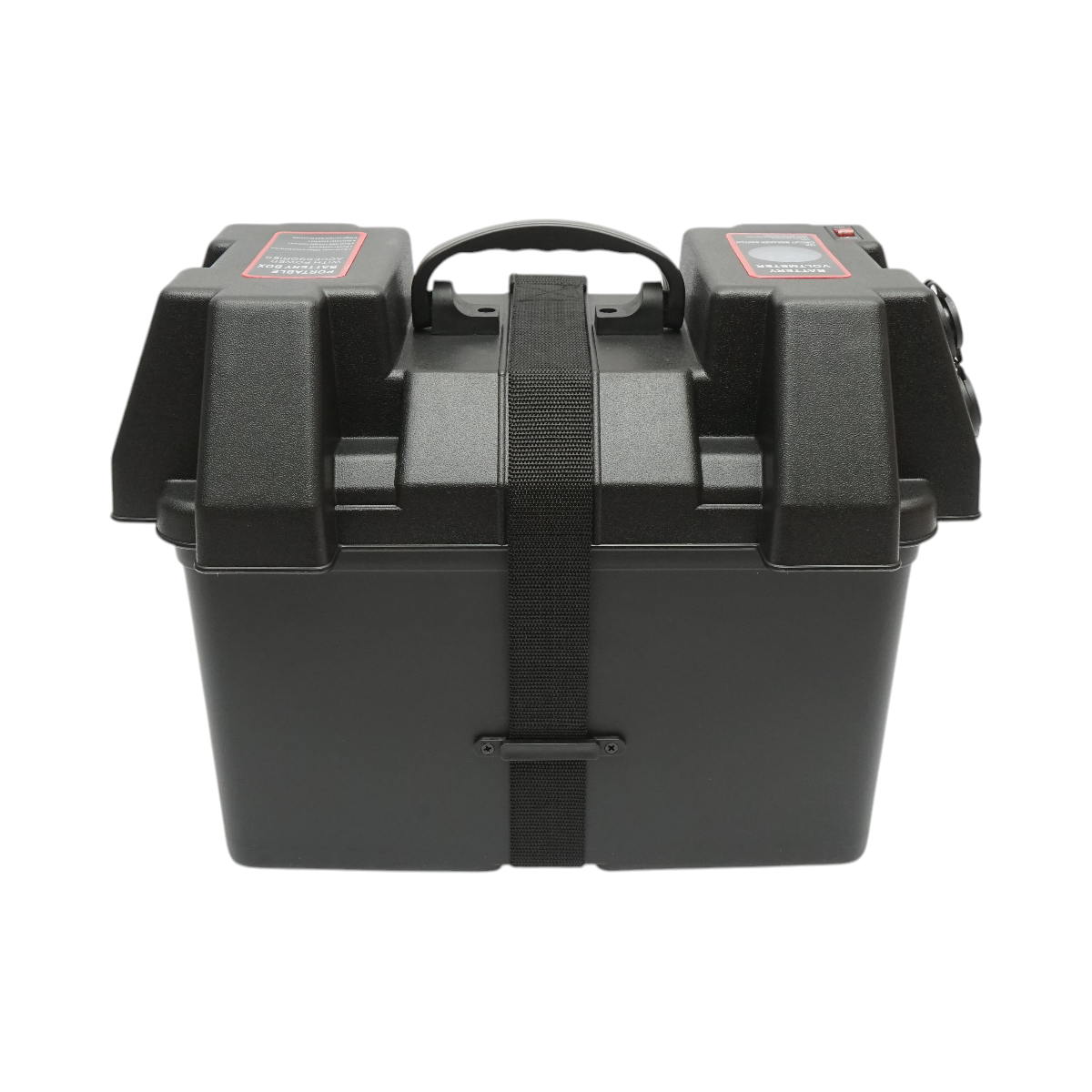 Scatola batteria auto 12 V con voltmetro DC 6–36 V, interruttore circuito 16 A, 2 prese accendisigari, display LCD, 2×USB, 340×195×200 mm. - immagine 6