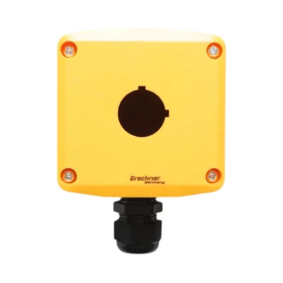 Scatola di comando a 1 pulsante, gialla, con protezione 78x78x54mm IP68 Breckner Germany - immagine 3