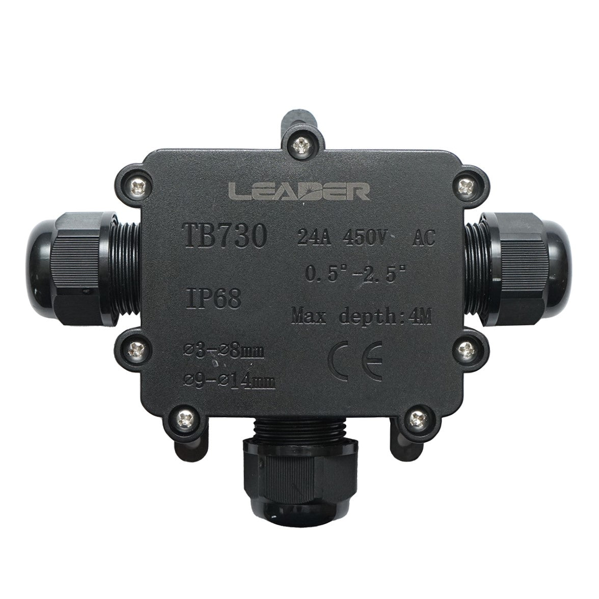 Scatola di derivazione stagna 24A 450V AC, 3 vie 3-14mm IP68 Leader - immagine 2