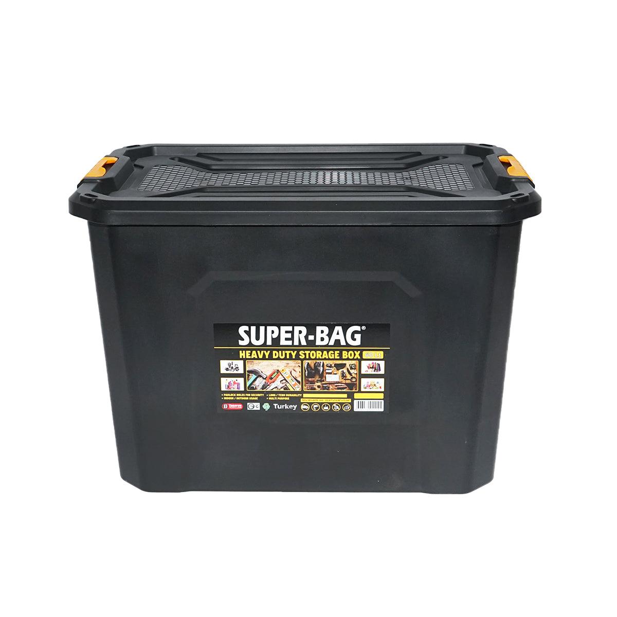 Scatola di immagazzinaggio 60L 580x380x405mm Contenitori in plastica con coperchio e chiusura a clip Contenitore per garage 60L 580x380x405mm - immagine 3