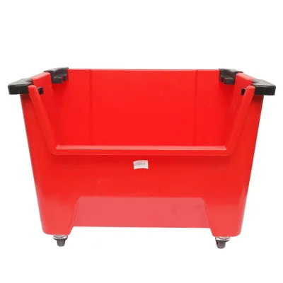 Scatola portaoggetti in plastica con ruote, 545x345x395 mm, rossa