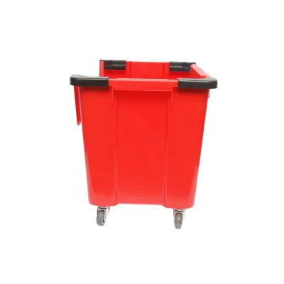 Scatola portaoggetti in plastica con ruote, 545x345x395 mm, rossa - immagine 3