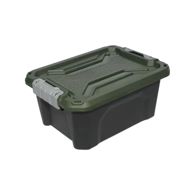 Scatola portaoggetti resistente da 12 litri con coperchio, colore verde, dimensioni 385x295x175 mm. Breckner Germany - immagine 3