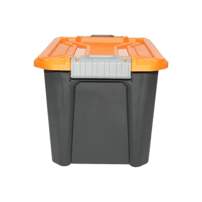 Scatola portaoggetti resistente da 18 litri con coperchio, colore arancione, dimensioni 385x295x260 mm. Breckner Germany - immagine 2