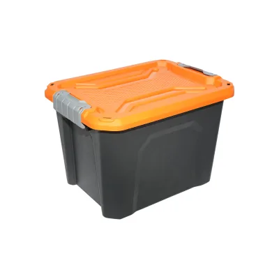 Scatola portaoggetti resistente da 18 litri con coperchio, colore arancione, dimensioni 385x295x260 mm. Breckner Germany - immagine 3