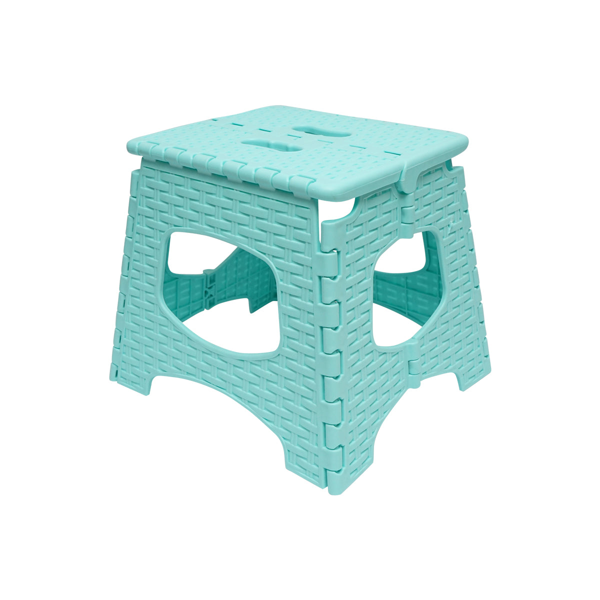 Sedia pieghevole in plastica color turchese, dimensioni 286x325x270mm