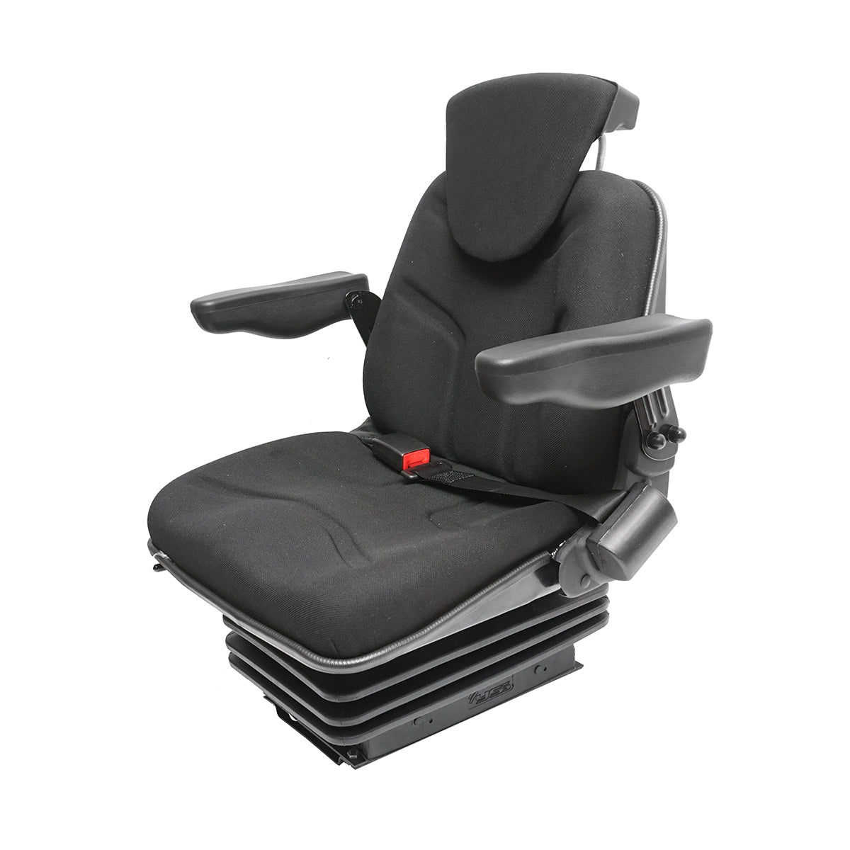 Sedile nero per trattore, regolabile con braccioli, poggiatesta, cintura di sicurezza e sospensione meccanica, larghezza seduta 455 mm - immagine 2