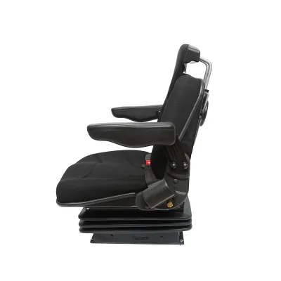 Sedile nero per trattore, regolabile con braccioli, poggiatesta, cintura di sicurezza e sospensione meccanica, larghezza seduta 455 mm - immagine 3
