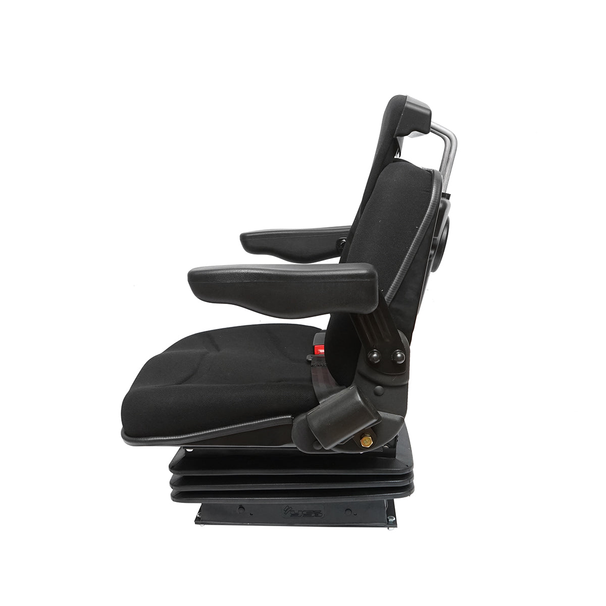 Sedile nero per trattore, regolabile con braccioli, poggiatesta, cintura di sicurezza e sospensione meccanica, larghezza seduta 455 mm - immagine 3
