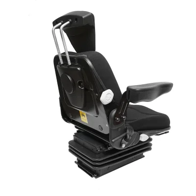 Sedile nero per trattore, regolabile con braccioli, poggiatesta, cintura di sicurezza e sospensione meccanica, larghezza seduta 455 mm - immagine 4