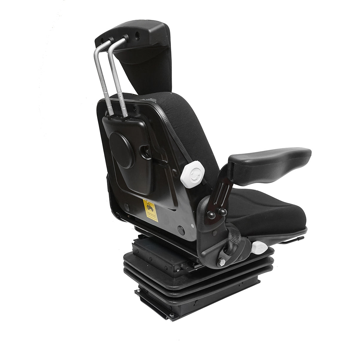 Sedile nero per trattore, regolabile con braccioli, poggiatesta, cintura di sicurezza e sospensione meccanica, larghezza seduta 455 mm - immagine 4