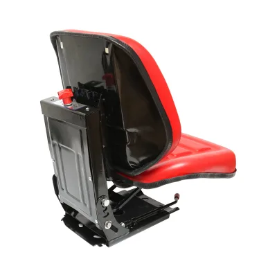 Sedile universale rosso con tripla regolazione e ammortizzatore per trattore U-445. - immagine 4