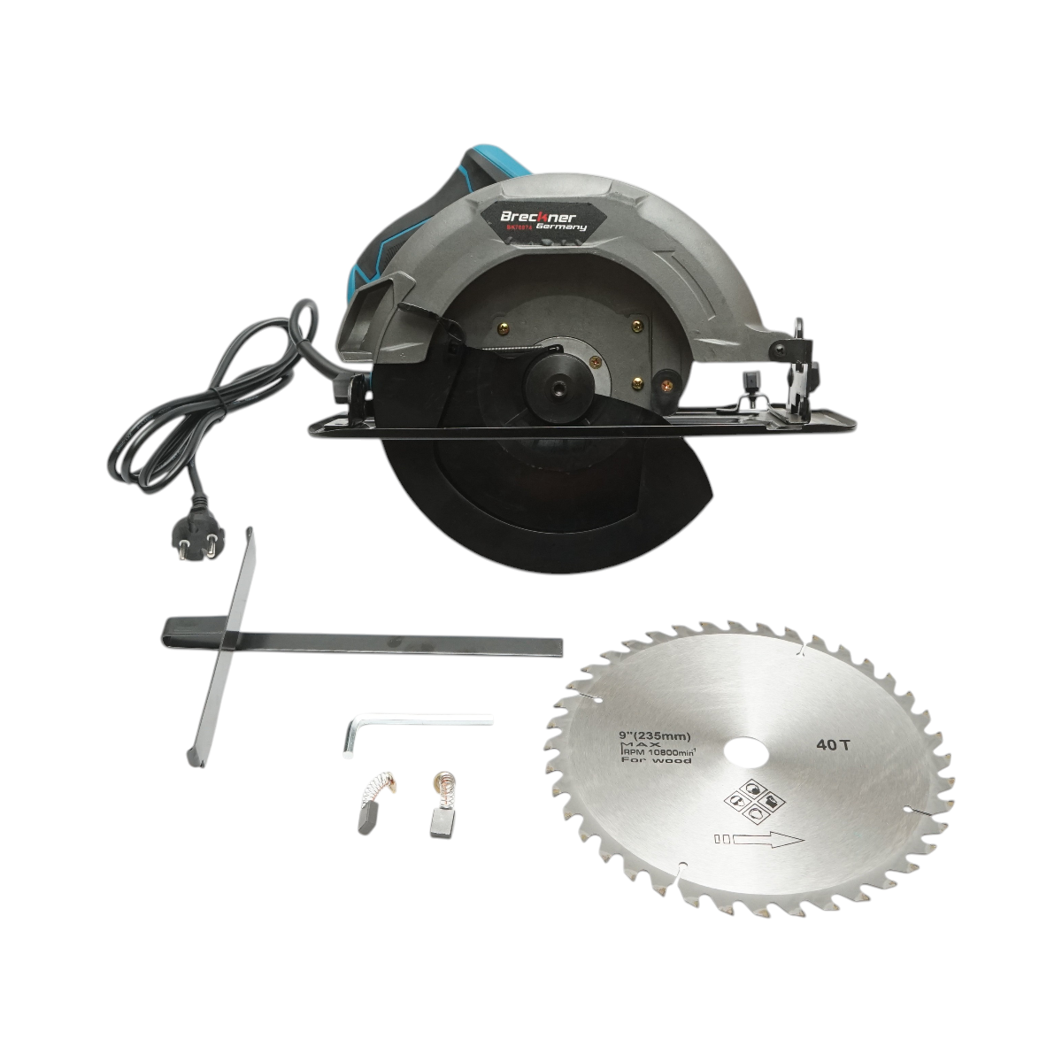Sega circolare manuale da 2000 W, 220 V, disco da 235 mm, angolo di taglio da 0 a 45°, velocità 4100 giri/min. Breckner Germany - immagine 2