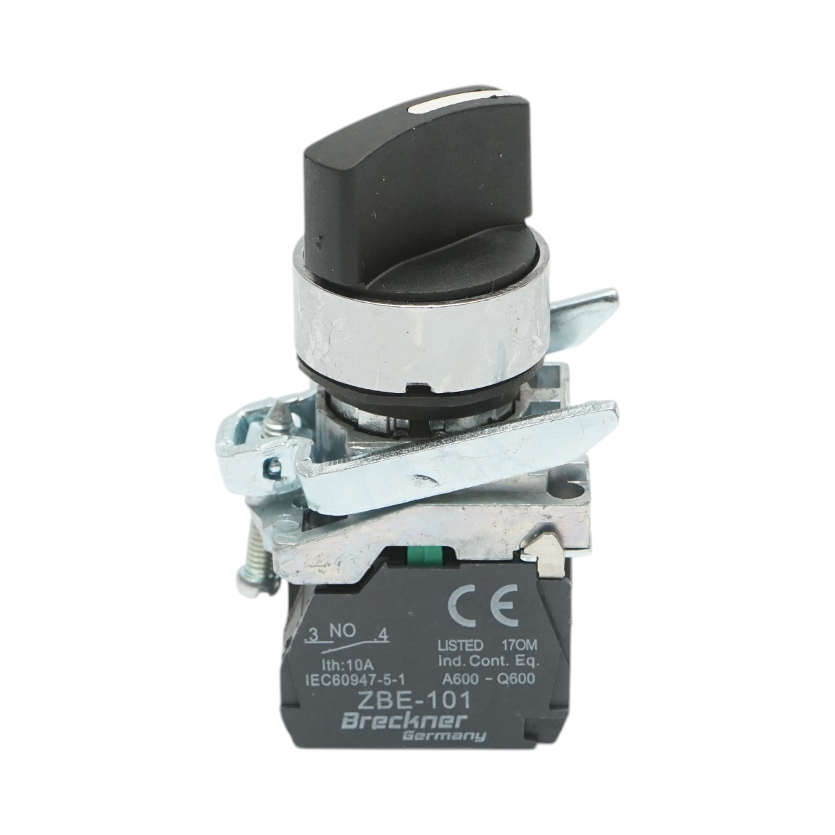 Selettore a 2 posizioni con blocco 1NO+1NC, 24V/10A, TB4-BD25 Breckner Germany