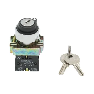 Selettore a 2 posizioni con blocco e chiave 1NO+1NC, 400V/10A, LAY5-BG45 Breckner Germany